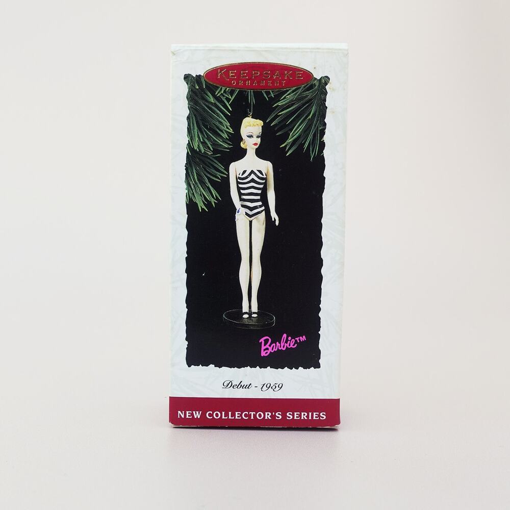 Beach Barbie 1959 Debut 1994 Hallmark Christmas Ornament #1 Black White Swimsuit - Picture 9 of 9